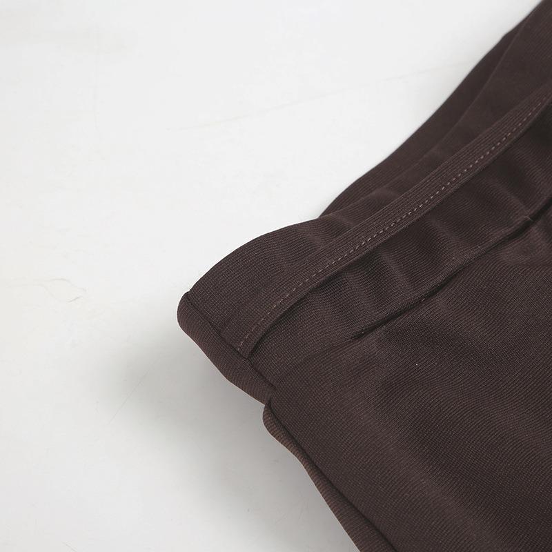 Women's Retro False Two-piece Micro Trousers Trouser Skirt Design Sense of Pure Colour Pleated Slim Thin Fashion Casual Trousers