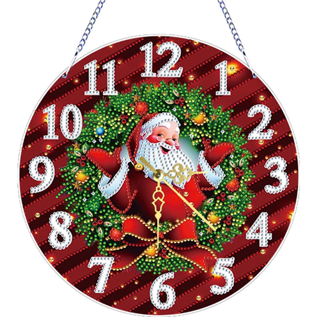 1Pc DIY Diamond Painting Clock Acrylic Special Shape Xmas 5D Diamond Painting Clock Xmas Diamond Art Window Pendants Hanging