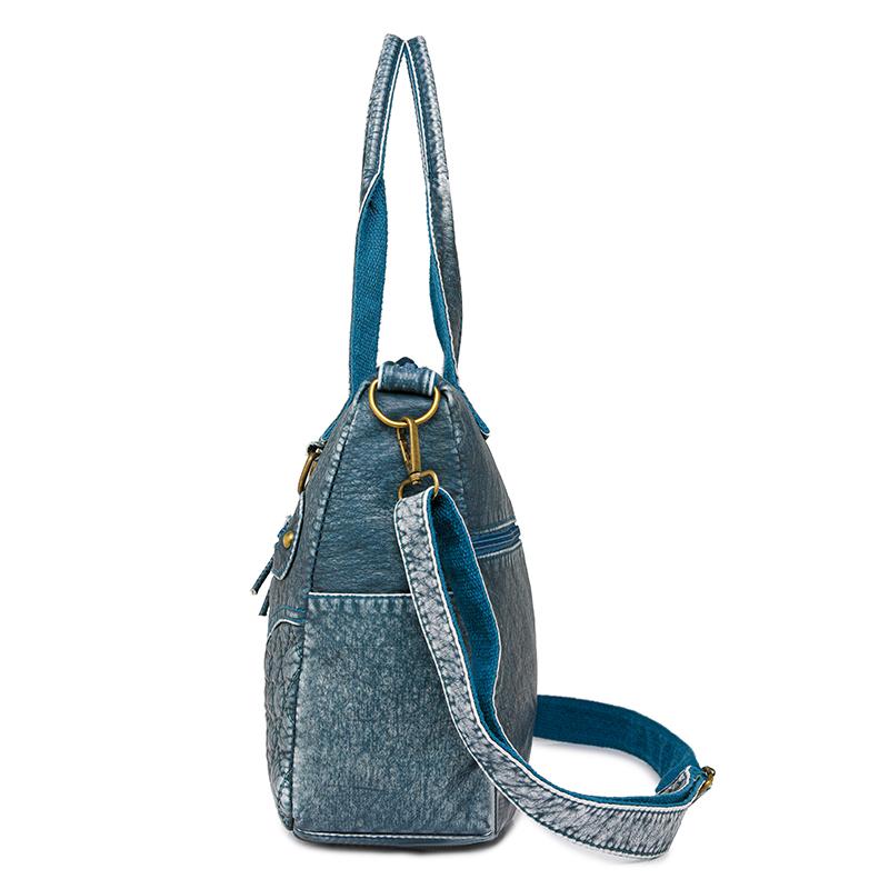 Håndveske med stor kapasitet Mykt skinn Multifunksjonell totebag Vintage dame skulderveske