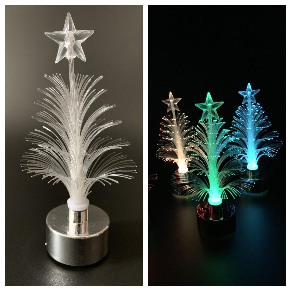 Mini Size Fiber Optic Lamp Nightlight Function Xmas Tree Ornament Nightlight Lamp Holiday Decor