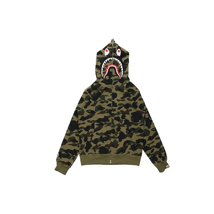 BAPE A Bathing Ape Camo Shark Full Zip Hoodie 'Olive Green' Men's 1E80-115-022