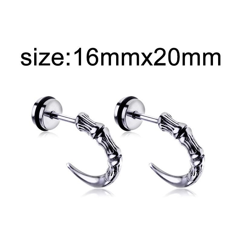 1 Pair Gothic Black Steel-Color Funny Screw Back Stud Earrings For Men/Women Round Ball Spike Cone Tip Stainless Steel Jewelry