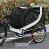Medium Dog Bike Trailer with Side Windows and Flag, 130x73x90 Cm, Black and White