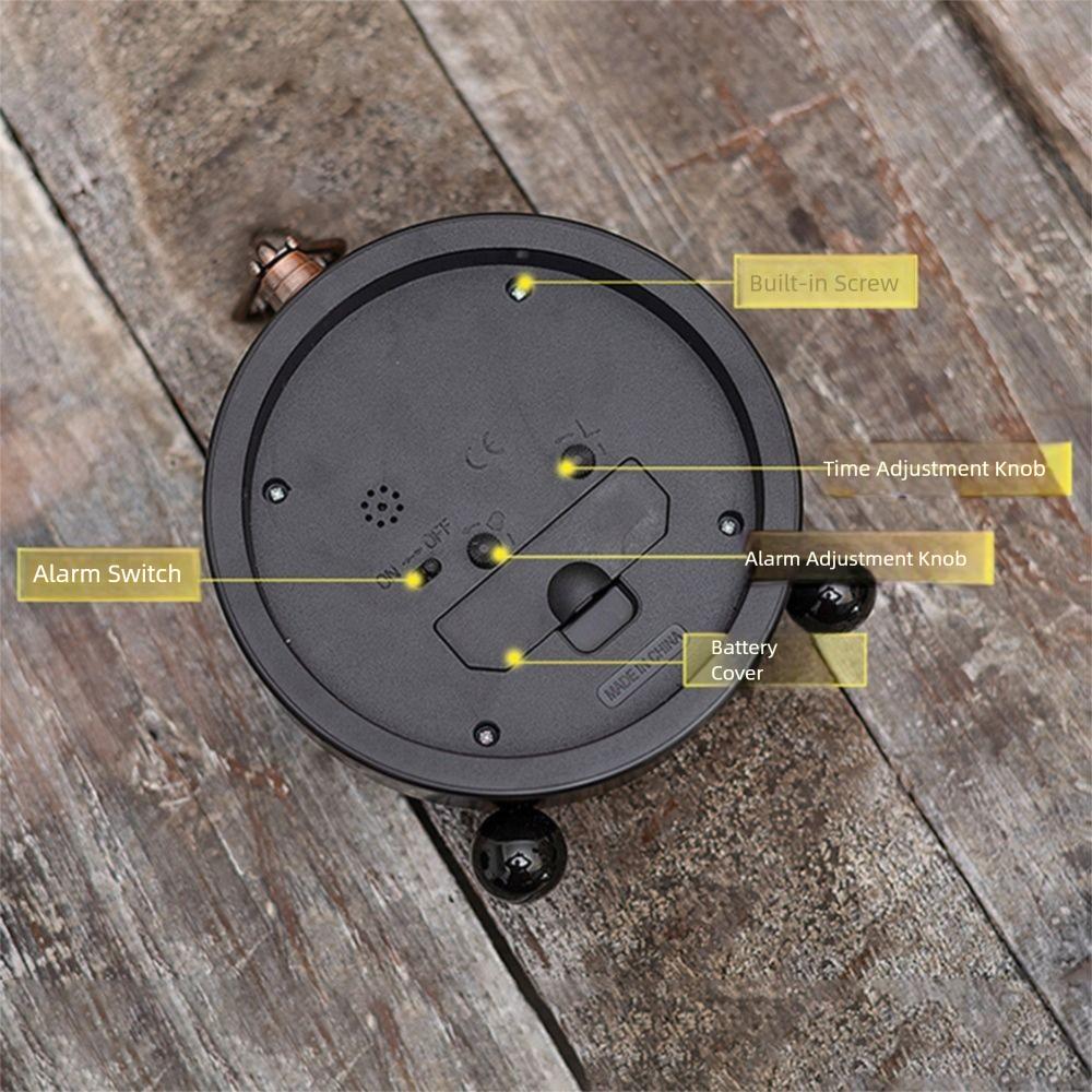 Retro Battery Alarm Clock Hangable Decoration Wall Clock Energy Saving Mechanical Clock  School