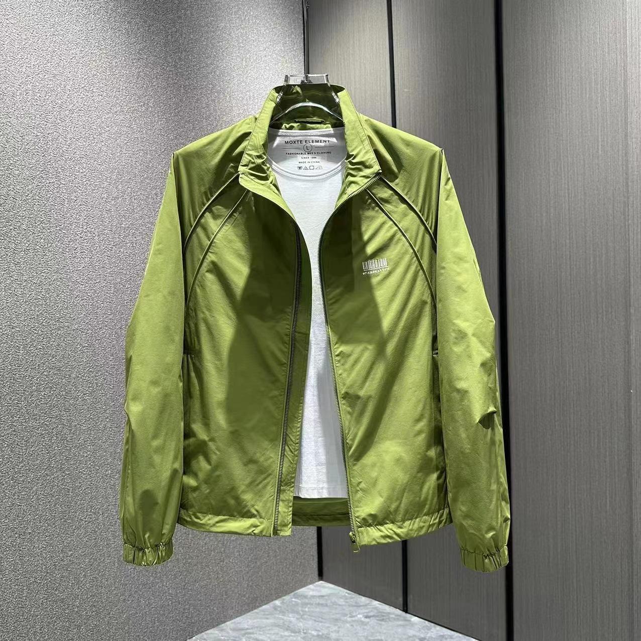 

Весенне-осенняя повседневная мужская куртка с воротником-стойкой для улицы, универсальная, дышащая, приталенного силуэта, тонкая куртка 3XL зелёный