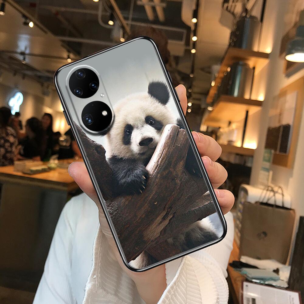 Super roztomilé pouzdro na telefon Panda pro Huawei p50 P40 p30 P20 10 9 8 Lite E Pro Plus Black Etui Coque Painting Hoesjes comic fas