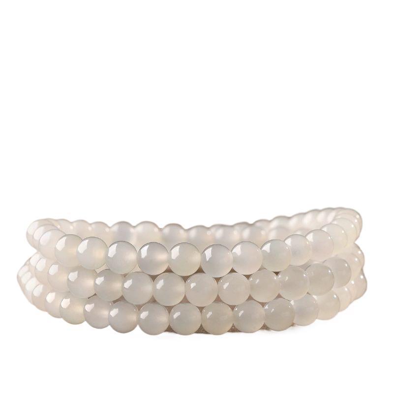 Sammlerstück Hetian Weißjade Mehrkreisarmband mit Schafsfett-Jadeperlen