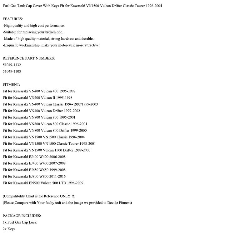 Kraftstofftankdeckel passend für Kawasaki VN1500 Vulcan Drifter Classic Tourer '96-'04