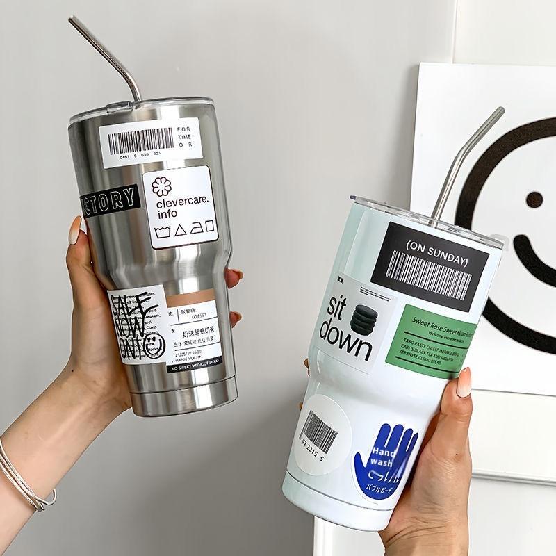 304 Stainless Steel Insulated Coffee Cup Classic Design Lid Dual Purpose Hot Cold Beverages Vacuum Cup for Car Use