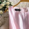 Summer New Sleeveless White Spliced Tulle Satin Maxi Dress Women‘s O Neck Slim Waist Ruched A Line Formal Wedding Evening Party Dress