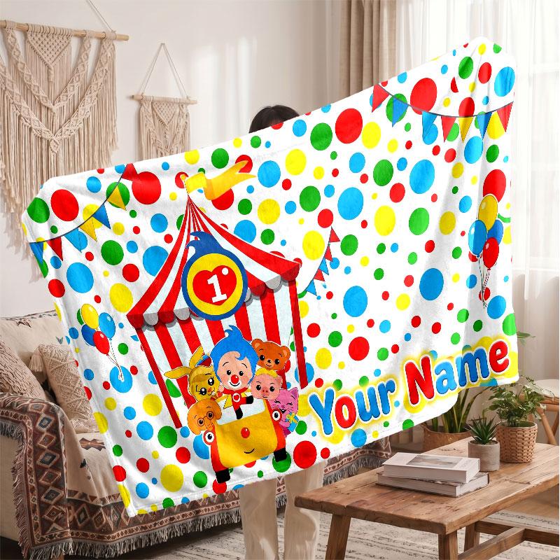 El Payaso Plim Plim Personalized Flannel Blanket, Custom Printed Text Name, Warm Soft Blanket For Couch Bed