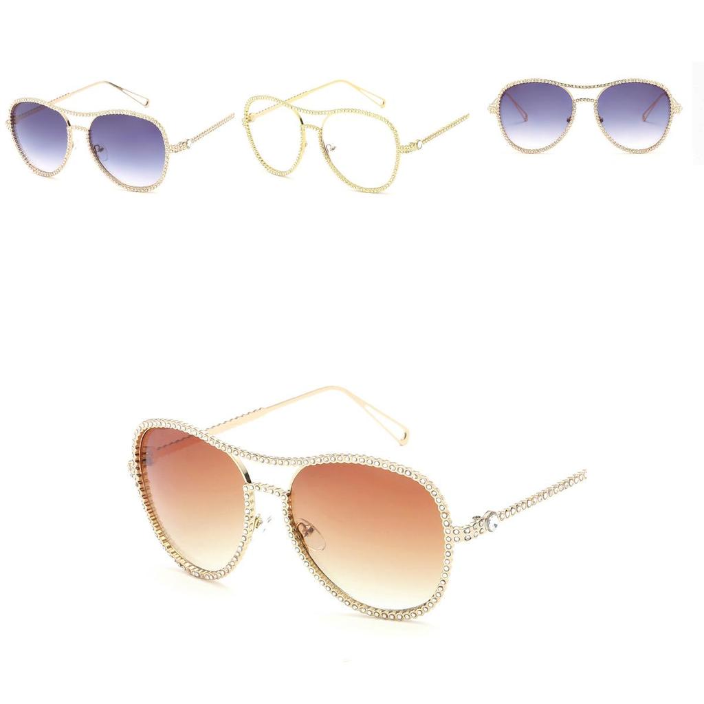 Occhiali da Sole Quadrati Oversize da Donna Glamour con Lussuoso Design della Montatura Bling