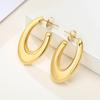 Vnox Women Chic Geometric Hoop Earrings,Gold Color Stainless Steel Big Round Ear Clip Jewelry,Anti Allergy Metal Party Accessory