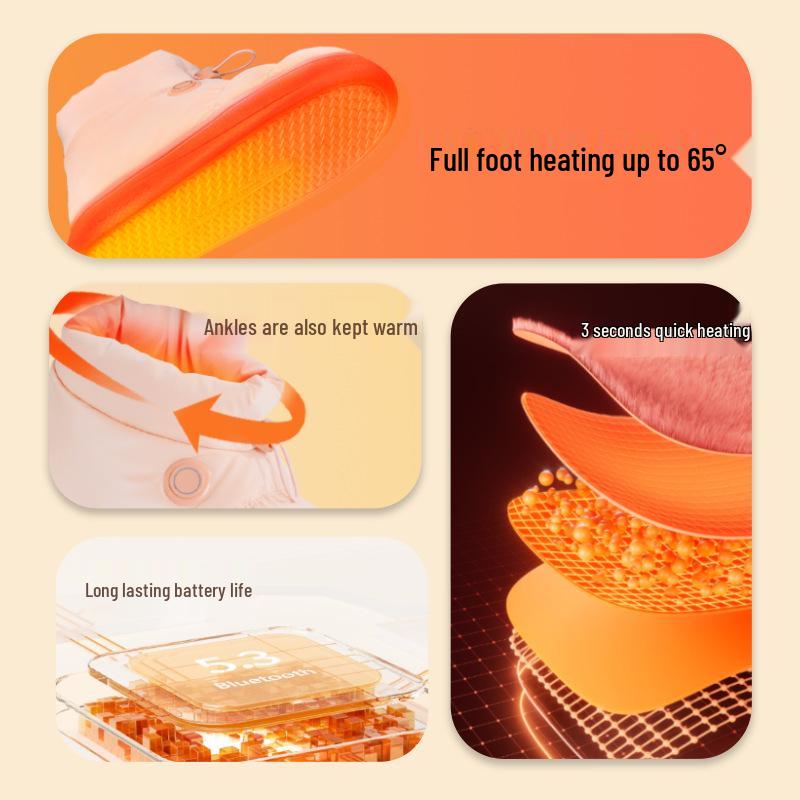 Unisex Smart Heated Snow Boots with USB Charging and Three-Level Temperature Control