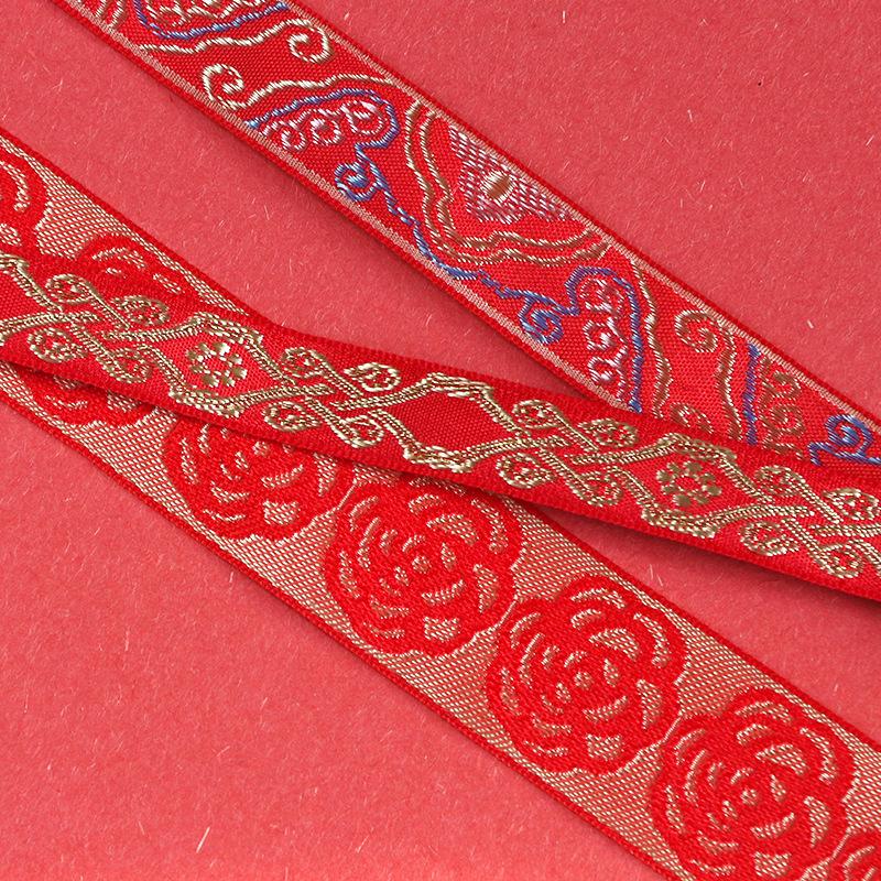 Broderie Elegantă Nuntă Stil Etnic Chinez Val Național Nuntă Zestre Chineză Decorație Panglică Aurie Legătură Roșie Panglică Țesută Litera Fericire