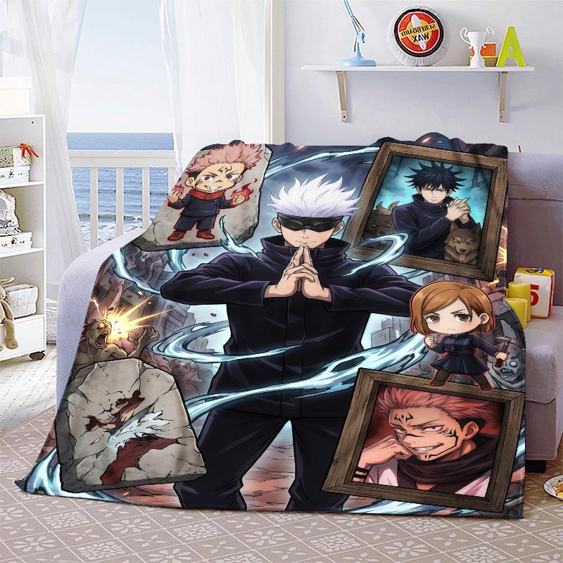 Coperta Anime Jujutsu Kaisen in Flanella Morbida Calda Leggera per Letto Divano Accogliente Decorazione Casa -QJY