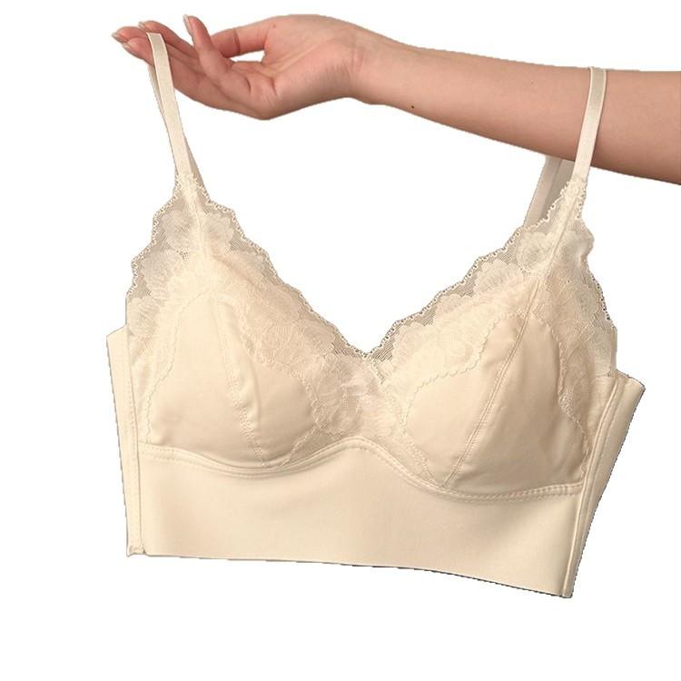 French lace beautiful back triangle cup underwear women's chest wrap comfortable and seamless no steel ring small chest gathering sexy bra cover