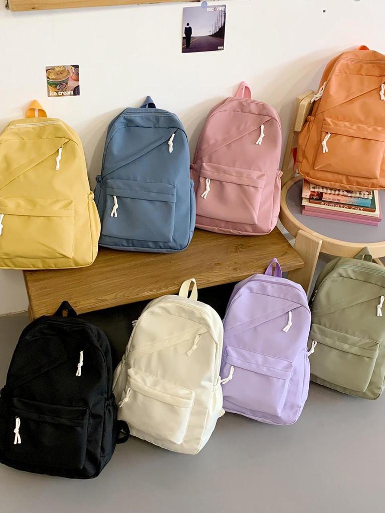 Casual Rucksack mit großer Kapazität und einfarbigem Design - Modischer Doppelrucksack für Studenten und Reisen