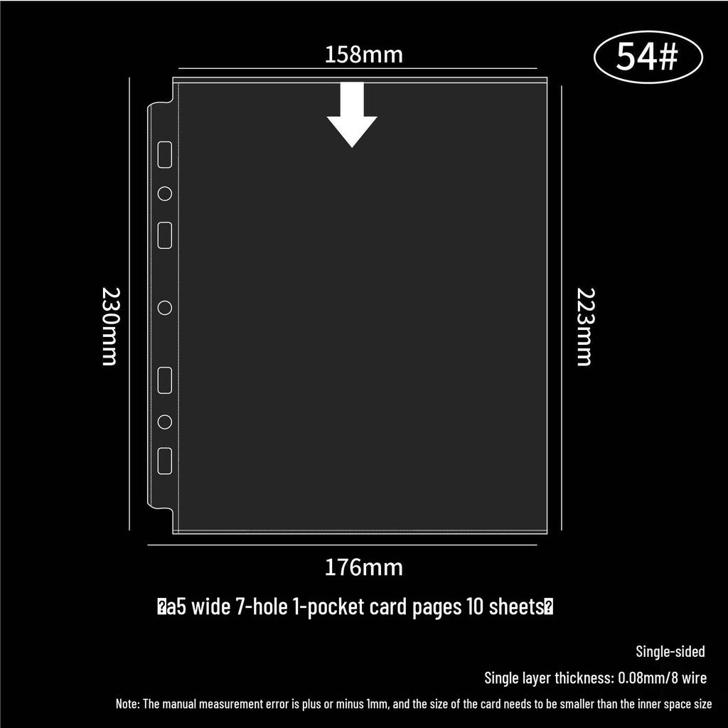 Transparent Card Album Inner Pages for A4/A5/A6/A7 Binders - Nine & Four Pocket Star Fandom Card Storage Refills