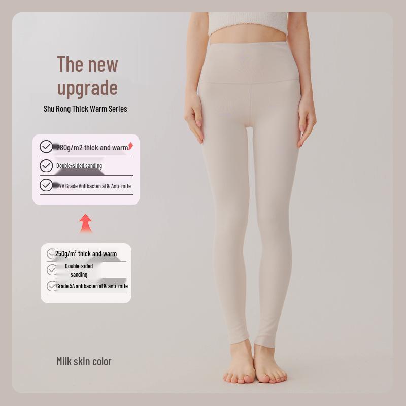 Pantaloni termici de bumbac cu talie înaltă pentru femei - Catifea confortabilă, Îngroșați, Croială elastică