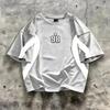 European and American Fashion Summer Striped Letter 98 Print Tee Comfortable and Breathable Crew Neck T-shirt Outdoor Street Top