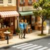 1/64 Scale Resin Miniature Couple Figure For Realistic Model Train Architectural Scene Decors And Collectible Display