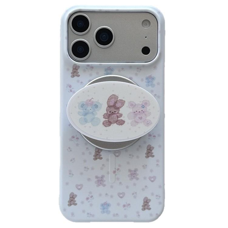 Floral Rabbit Magnetic Stand Case for iPhone 17/16 Pro Max/15 Pro