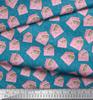 Soimoi Blue Japan Crepe Satin Fabric Text & Envelope Kids Decor Fabric Printed Metre 42 Inch