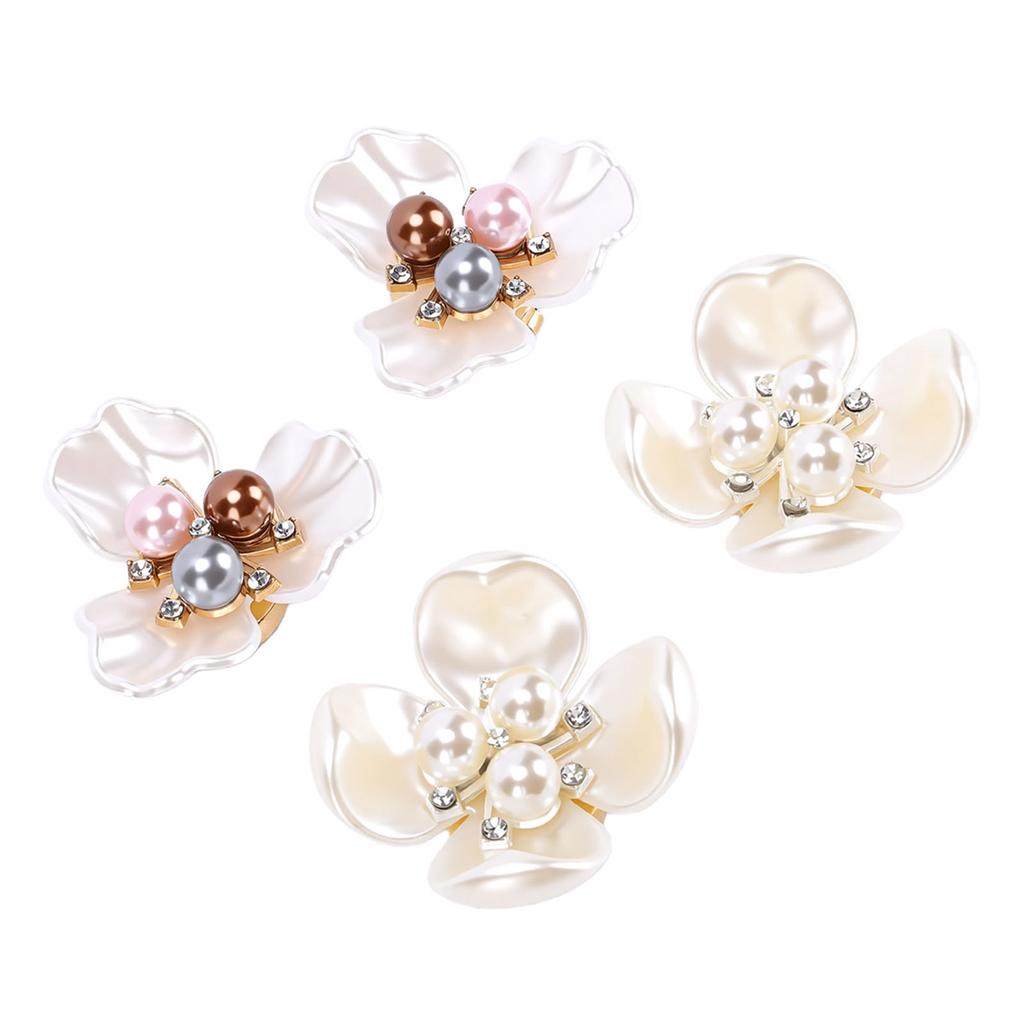 4PCS Button Covers Pearl Flower Petal Cufflinks for Shirt Cuff Men Women Clothing Sewing Crafts