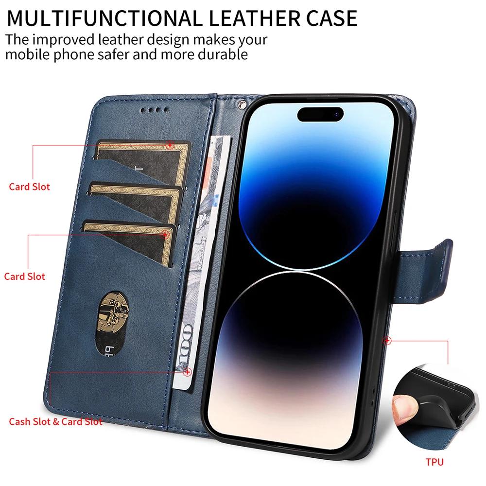 Card Slot Leather Flip Wallet Case for Moto Edge 50 Fusion Ultra 40 Neo E14 G04 G04S G13 G14 G23 G24 G53 G54 G84 G85 Phone Cover