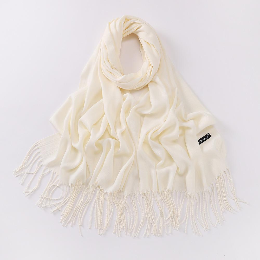 Imitation Cashmere Tassel Scarf - Chinese Red, Ideal for Autumn/Winter Celebrations, Company Events, and Parties with Custom Printed Logo