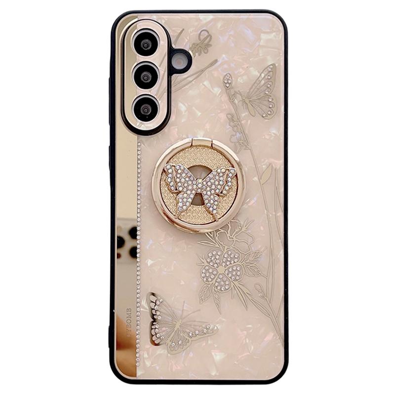 For Samsung Galaxy A36 5G Case Rhinestones Decor Kickstand TPU+PC Butterfly Floral Phone Cover