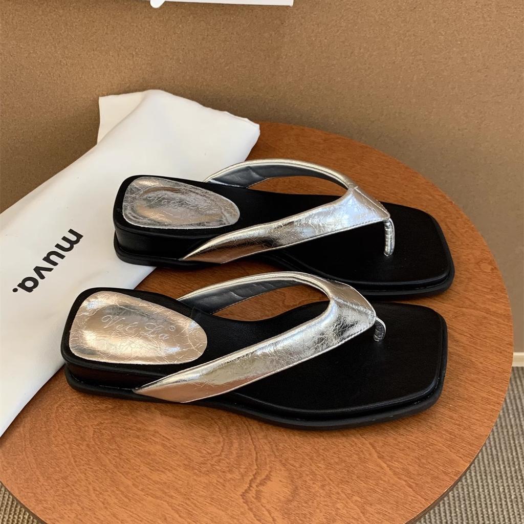 Fashion Retro Style Summer New Women Fashion Clip Toe Slippers Casual Comfort Wedges Heel Beach Vacation Slides Shoes Zapatos De Mujer