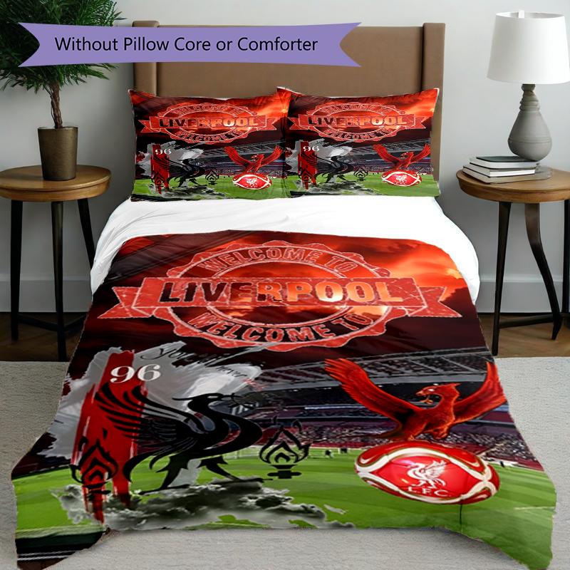 Set copripiumino 3 pezzi (1*Copripiumino + 2*Federe, Senza Nucleo),Set Biancheria da Letto con Stampa Liverpool F.C, Decorazione Camera da Letto, Per Tutte le Stagioni, Regalo di Compleanno