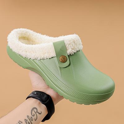 Waterproof Mule Clogs Women Slippers Warm Unisex Fur Slippers House Room Slippers Trend Indoor Floor Shoes Slides For Women