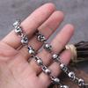 Stainless steel new design men punk skull chain necklace men fashion stainless steel charm bracelet jewelry with wooden box