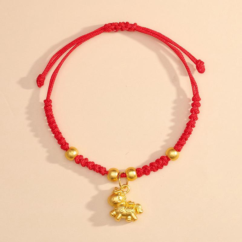 Chinese Style 2026 Horse Year Zodiac Bracelet For Women Men Lucky Hand-Woven Red Rope Bracelet New Year Jewelry Party Gift