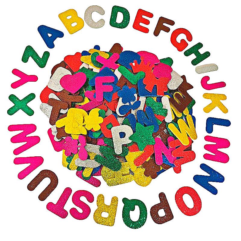 International Foam Glitter Letter Stickers: Self-Adhesive A-Z Wall Decor, 7 Colors