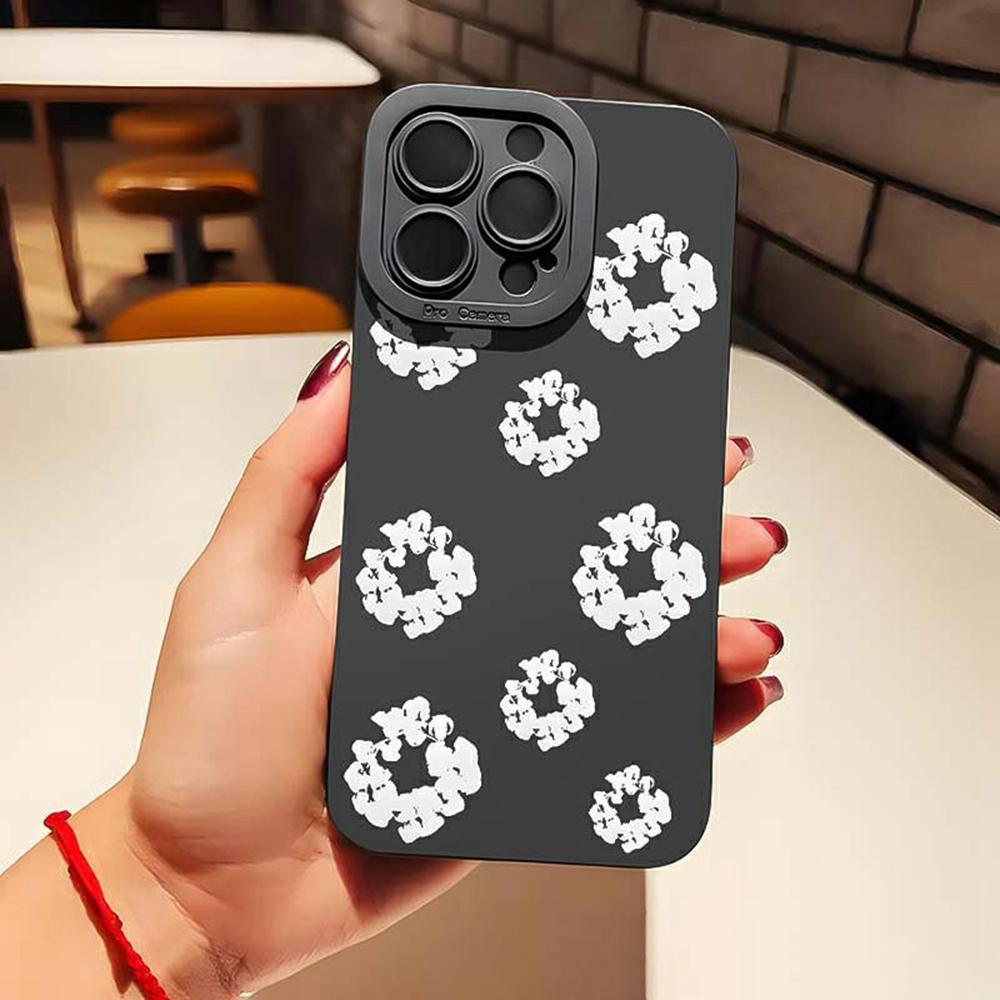 For iPhone 13 Pro Max Case White Floral Pattern TPU Phone Cover