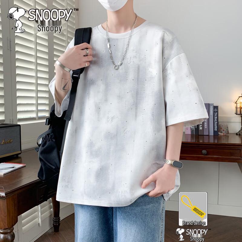 

SNOOPY Men s Irregular Print Plus Size Short Sleeve T-Shirt 2XL