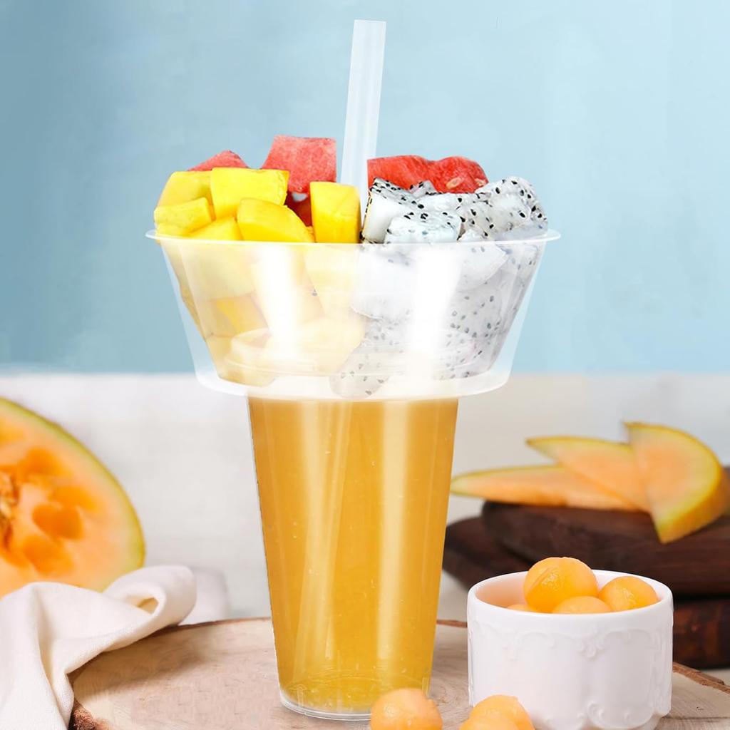 500/700ml Nápojový svačinový kelímek/miska vhodná do lednice Průhledný Bubble Tea Ovocné přenosné kelímky s víčkem Tepelně odolné do 100°