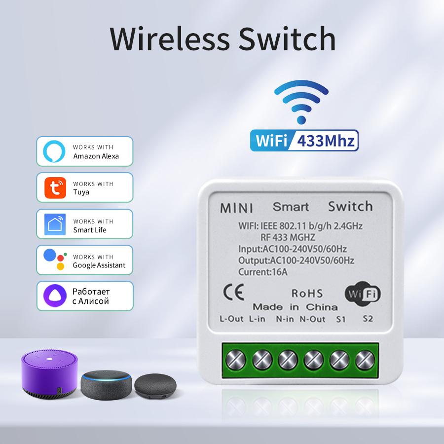 Tuya WiFi Smart Switch 433MHz Relais Empfänger Kabellos 1/2/3-fach 86 Wandpanel Schalter APP-Steuerung Funktioniert mit Alexa Google Home
