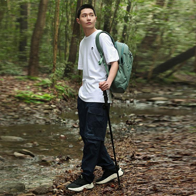 Timberland Solid Color Micro Logo Sports Casual Crew Neck Short Sleeve T-Shirt Men Tops White A6DKU-100