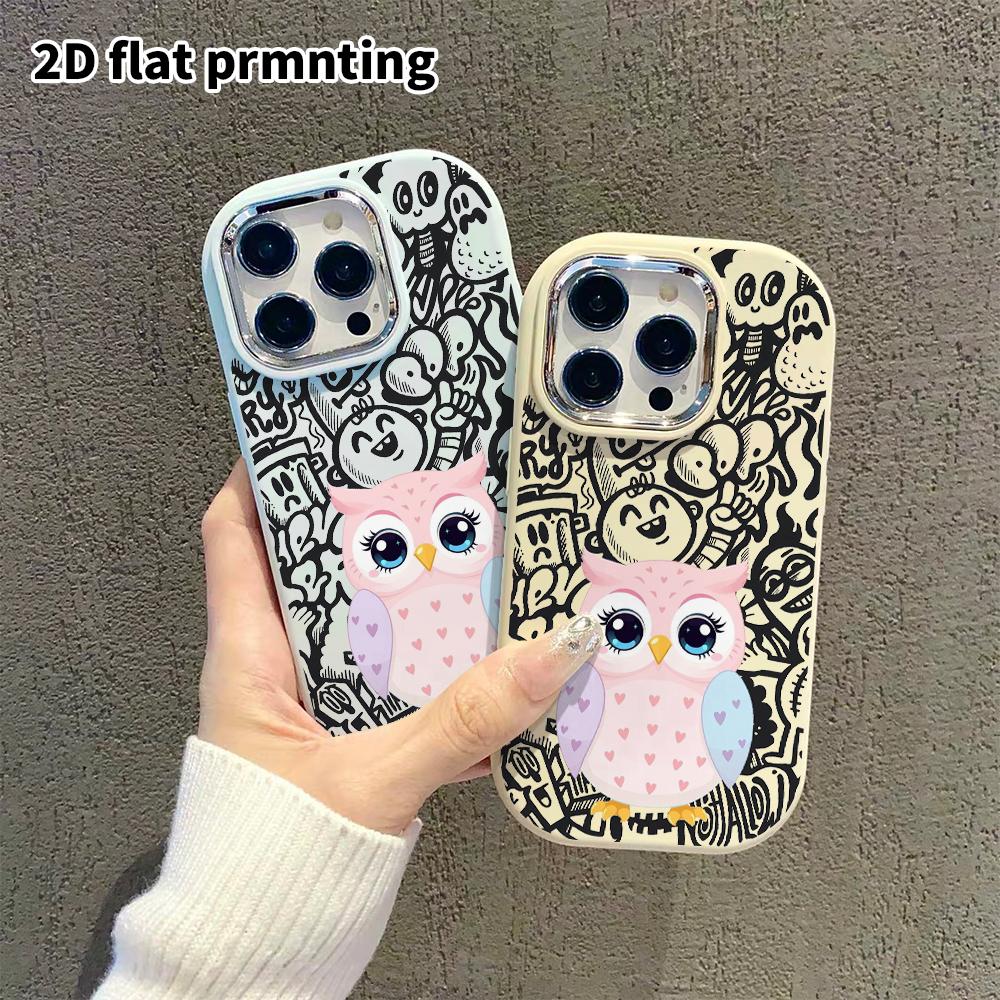Phone Case: 2D Flat Design Suitable for iPhone 18 17 16 15 14 13 Pro Protective Case, Couple Style, Heart Owl, Christmas and Halloween Gifts
