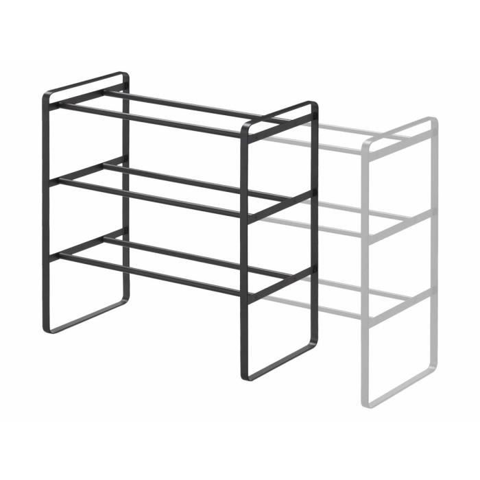 Yamazaki Home Étagère à Chaussures de 3 Niveaux de Chaussures Porte-Chaussures noir 41,0 à 70,0 x 46,0 x 25,0 cm