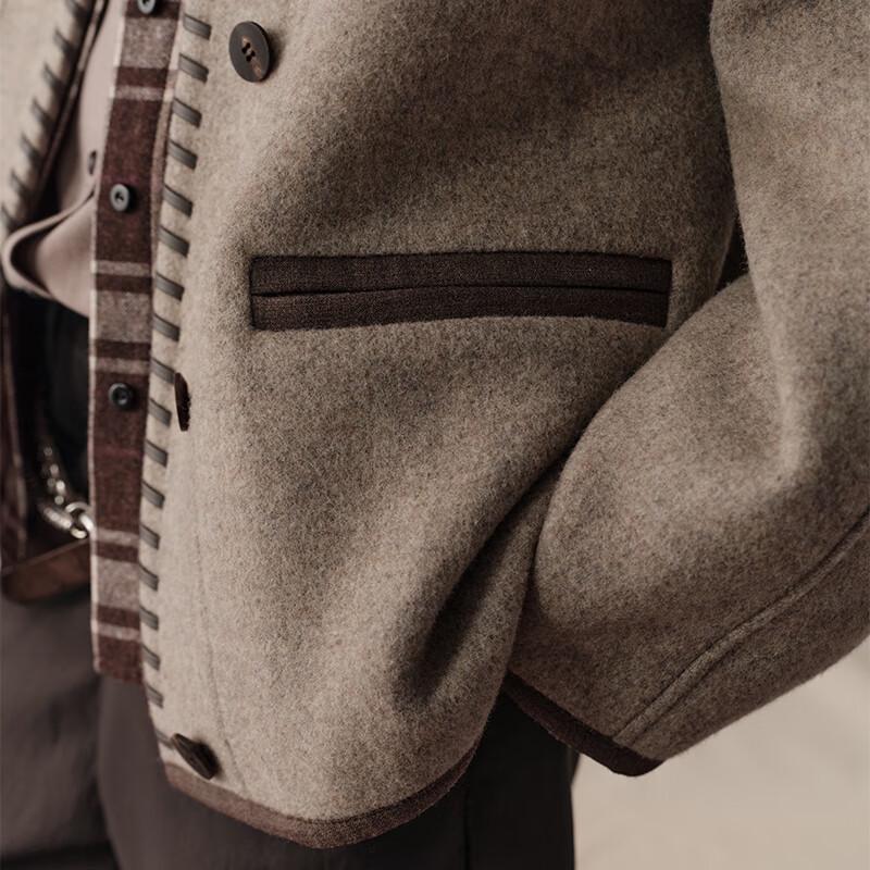 GREEN BELT Women's Retro Nomadic Style Wool Blend Short Coat