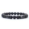 Novel 2 Pieces Men Bracelet Set 6mm 8mm Tiger Eyes Volcanic Rock Stone Beaded Braclet Luxury Zirconia Braslet Pulseria Hombre