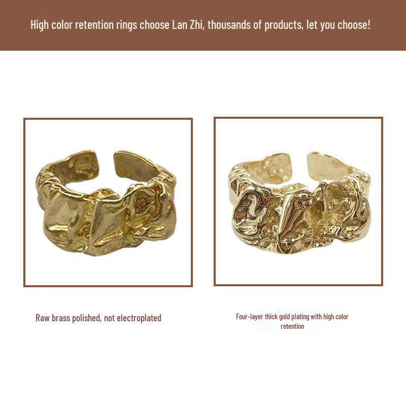 Women's 14K Gold Korean Style Open Ring - High-End Design with French Influence