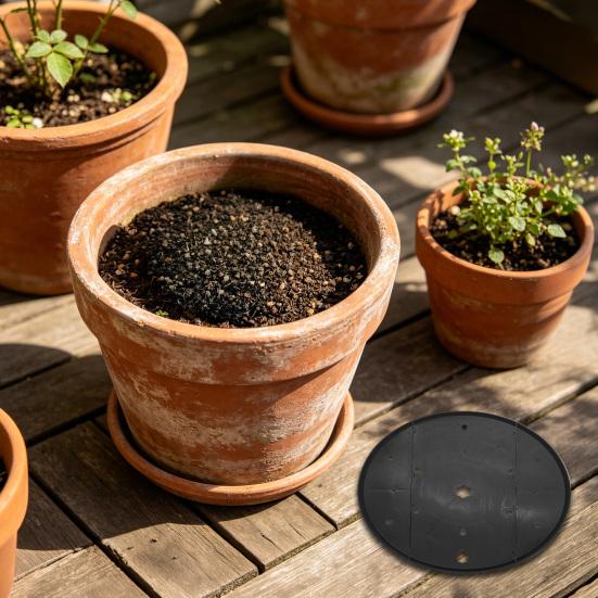 Round Planter Insert Plant Pot Insert Disc with Drainage Holes Flower Pot Filler Insert Less Potting Soil for Large Round Planters Indoor Outdoor Use