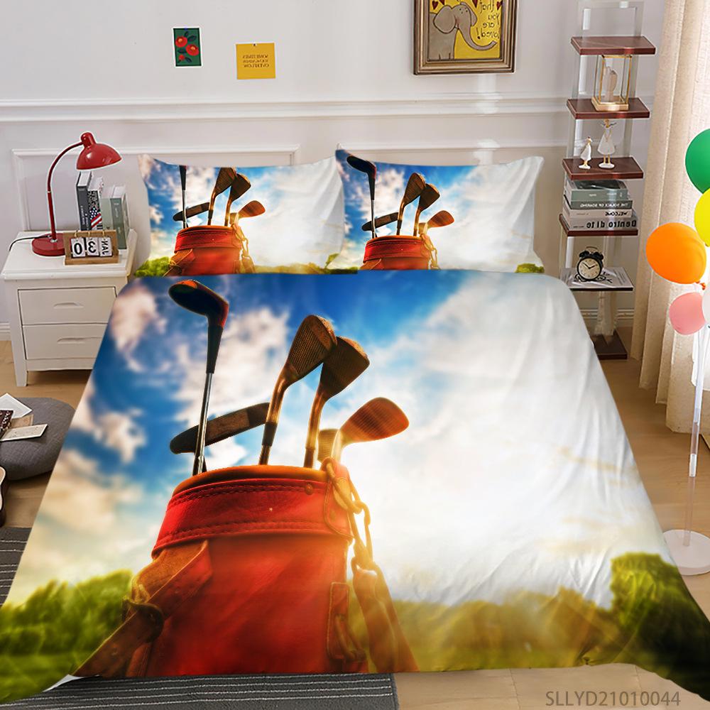 Shopify Polyester Bedding Three-Piece Golf Series Digital Printing